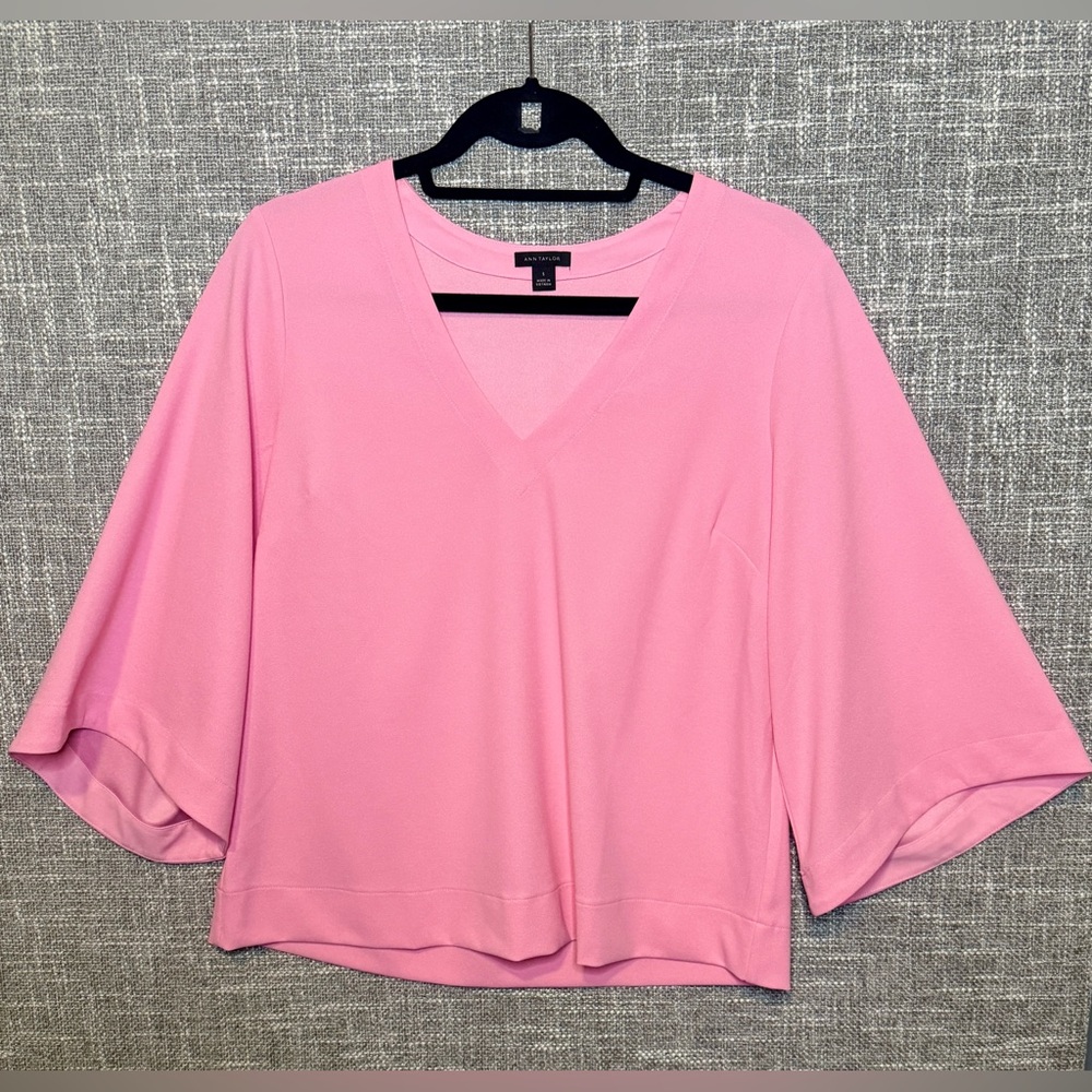 Ann Taylor Pink V-Neck Blouse